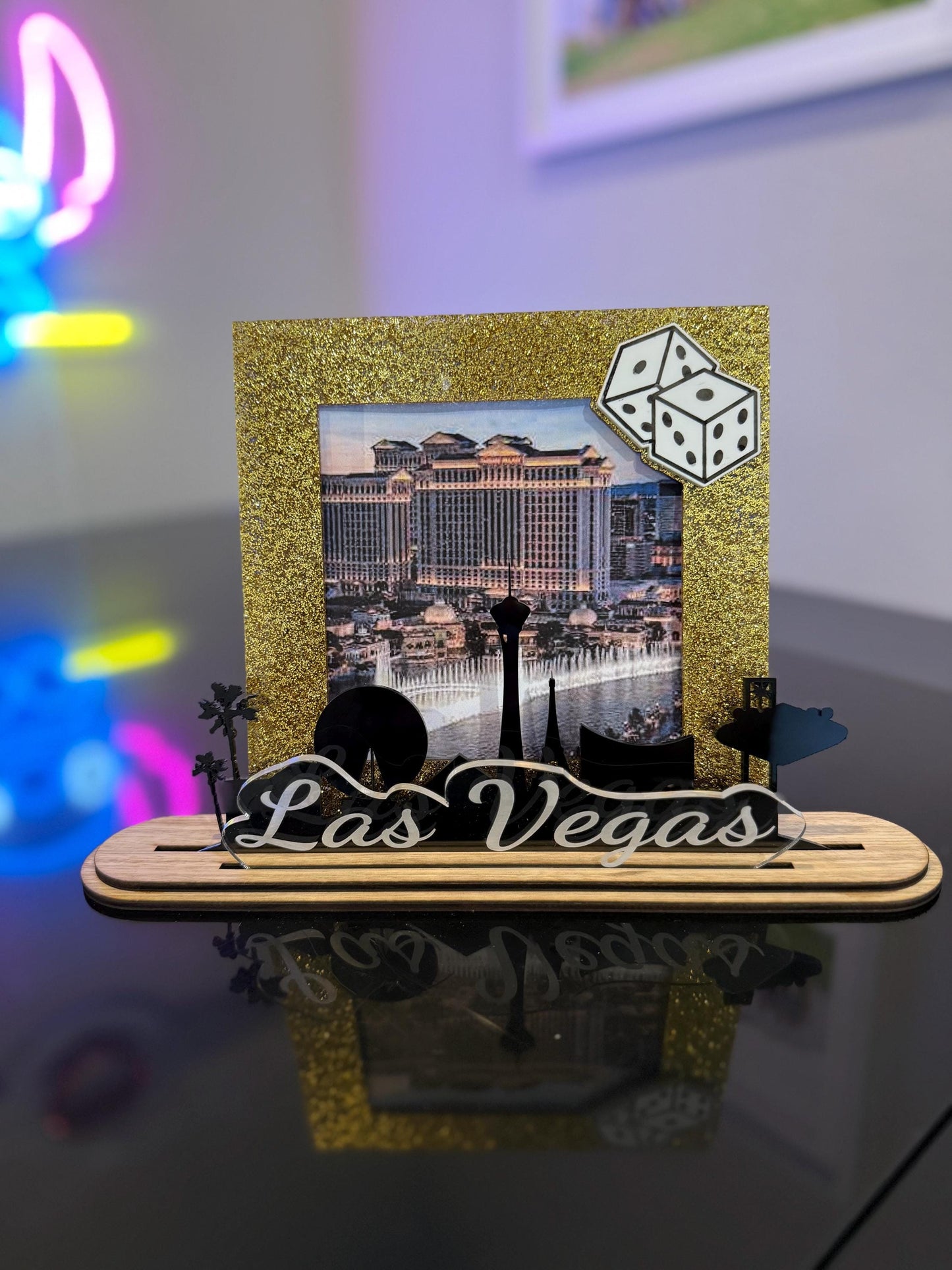 Las Vegas themed Picture Frame and interchangeable Frame Charms