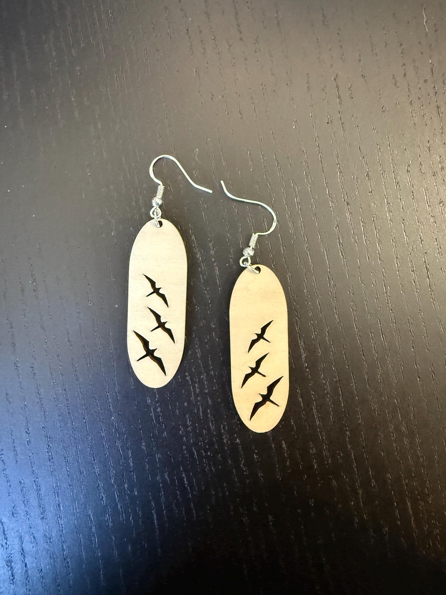 Iwa bird dangle wood earrings