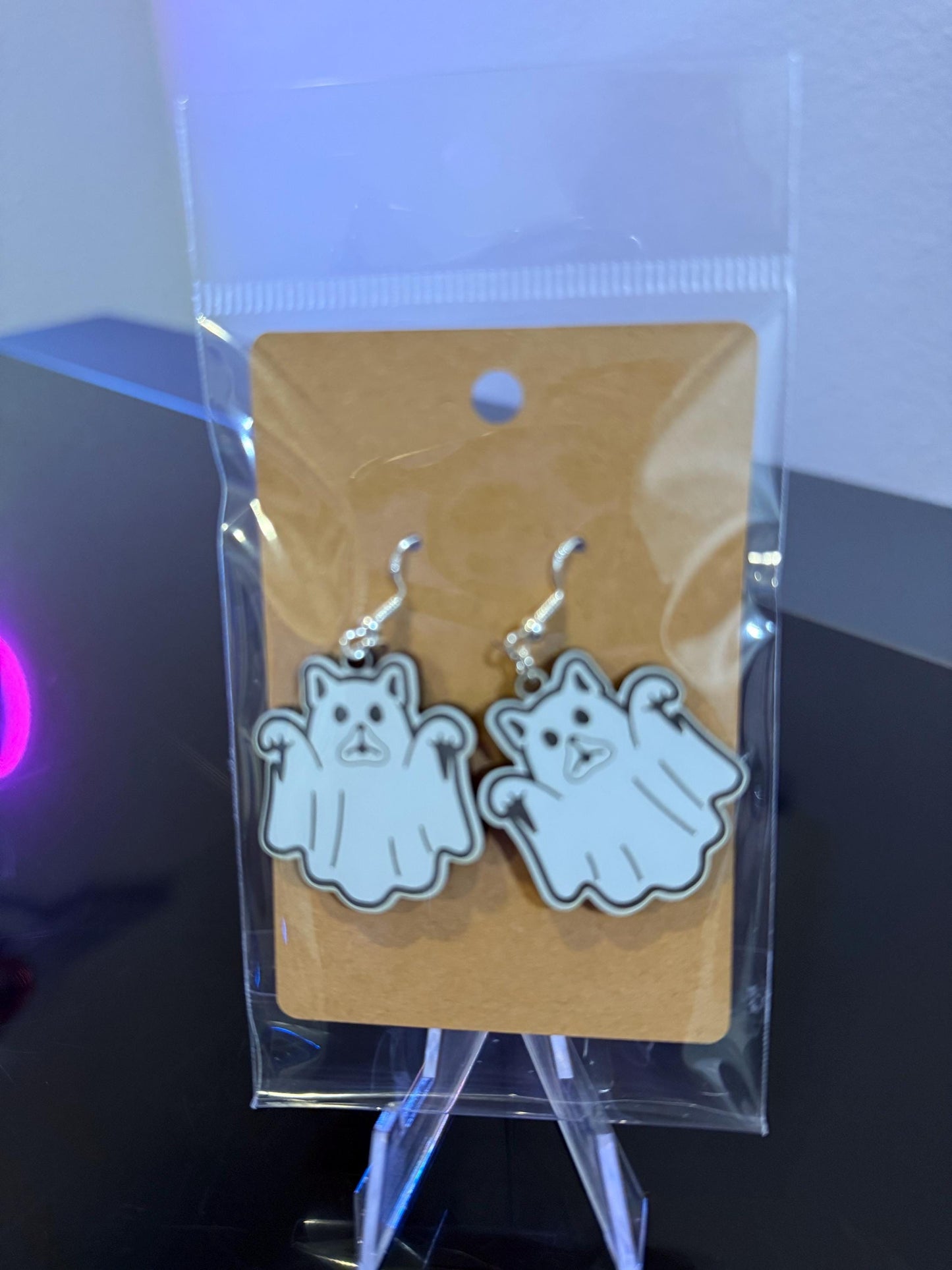 Holiday Halloween Frenchie in Ghost Costume Earrings