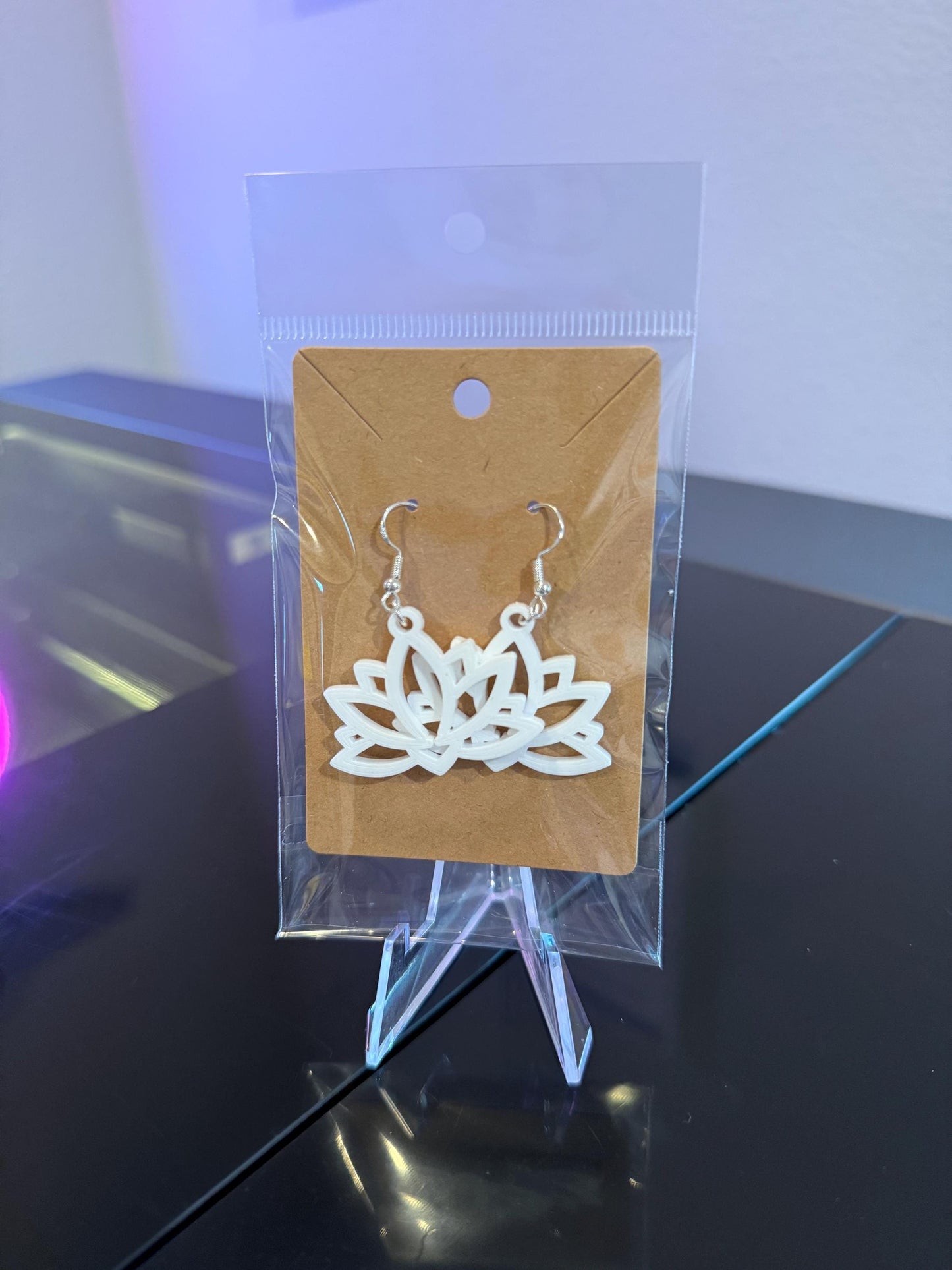 Tropical White Lotus Dangle Earrings