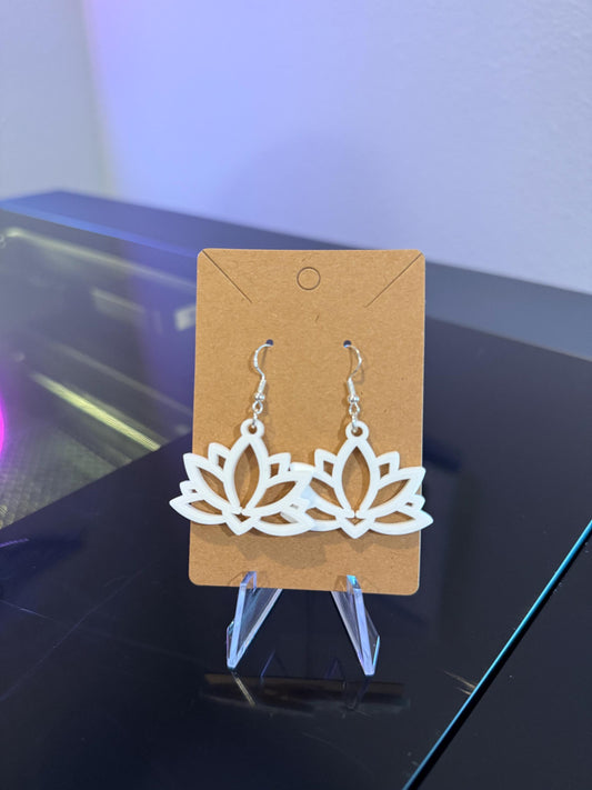 Tropical White Lotus Dangle Earrings