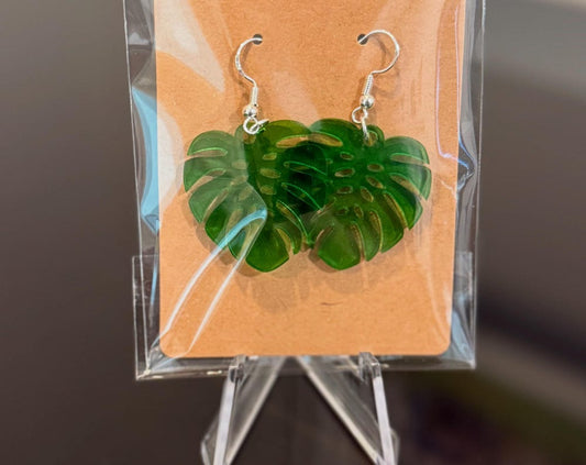 Tropical Monstera Dangle Earrings