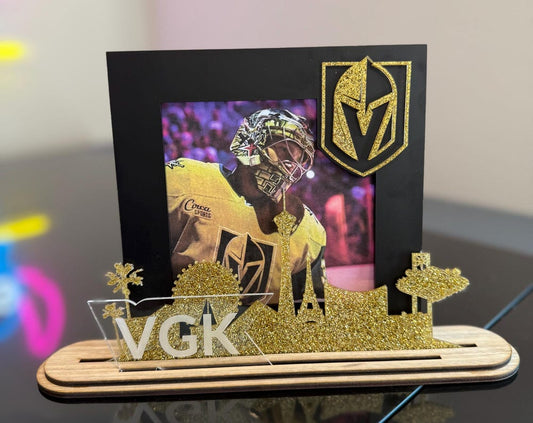 Las Vegas Golden Knights Themed Picture Frame with interchangeable Frame Charms.